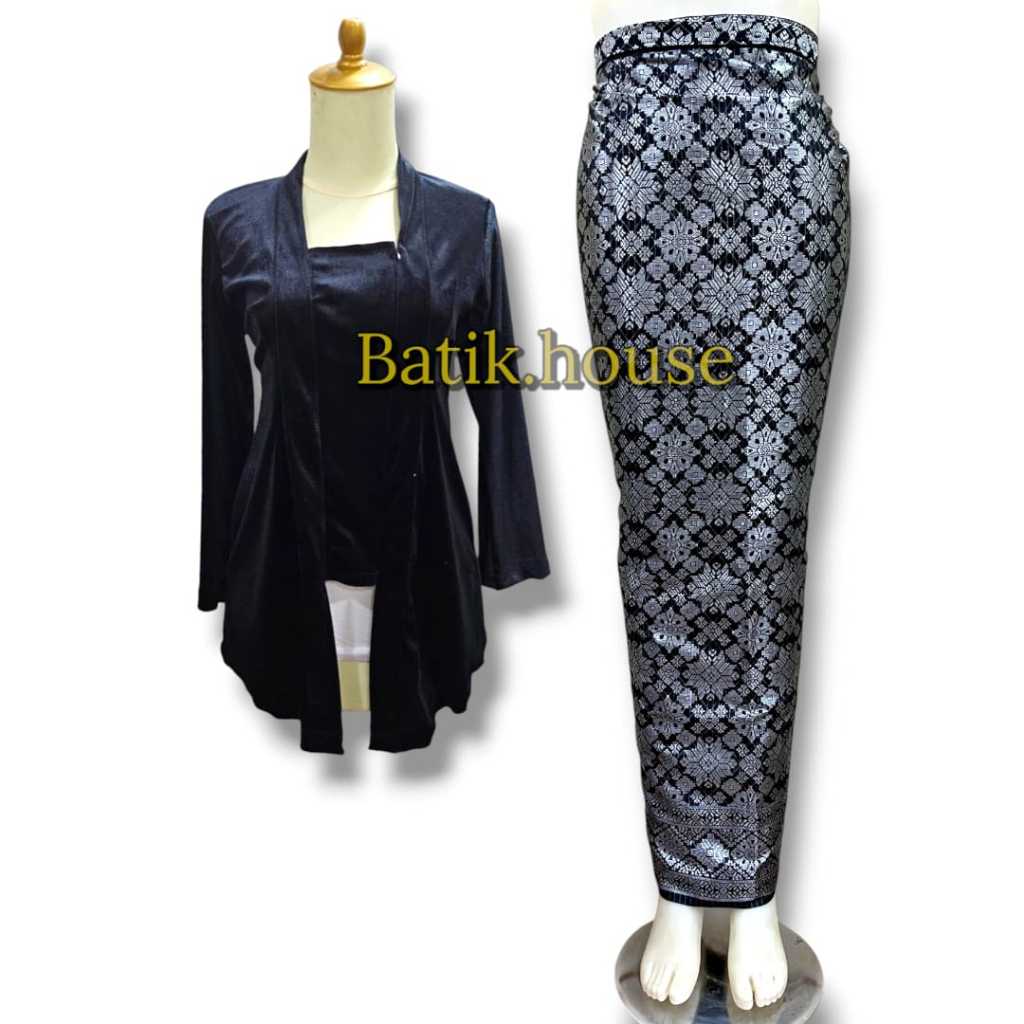Setelan Kondangan Mewah - Beludru Atasan & Rok Lilit Songket Elegan