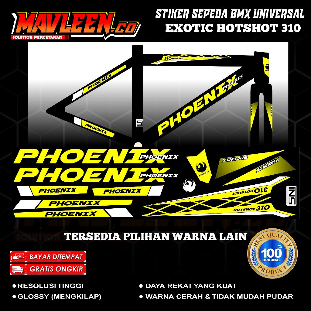 (COD) TERBARU stiker striping sepeda phoenix BMX 18 20 decal glossy lentur anti air