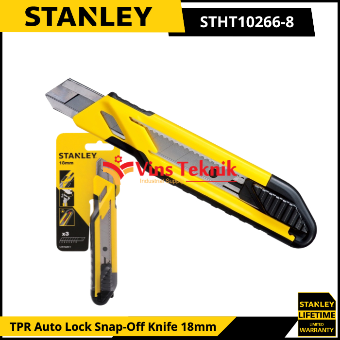 

STANLEY STHT10266-8 Pisau Cuter Cutter TPR Auto Lock Snap-Off Knife 18mm