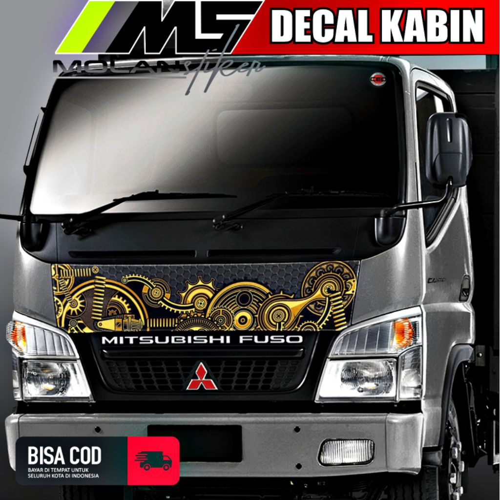 Decal Sticker Striping Variasi Kabin Depan Truck Canter Decal Kabin/Kap Depan Truck Engkel Mitsubish