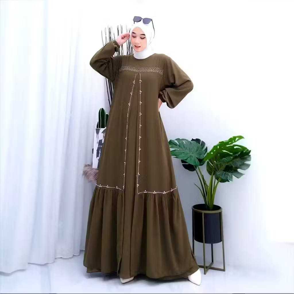 (NEW) LAVEA DRESS - BAJU DRESS GAMIS CRINKLE CRINGKLE MIX SWAROVSKI IBU ANAK WANITA DEWASA MUSLIM PE