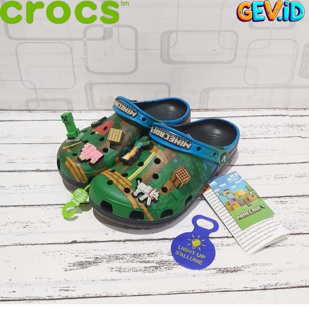 SANDAL CROCS MINECRAFT LED  - CROCS MINECRAFT LED  - SANDAL CROCS ANAK/DEWASA