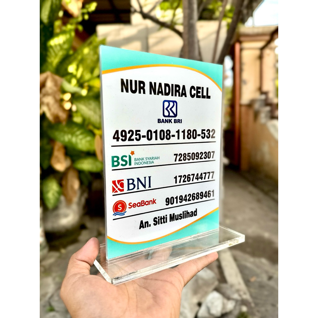 

AKRILIK MEJA BAHAN AKRILIK TEBAL UKURAN 15x20cm BISA CUSTOM E-WALLET / REKENING