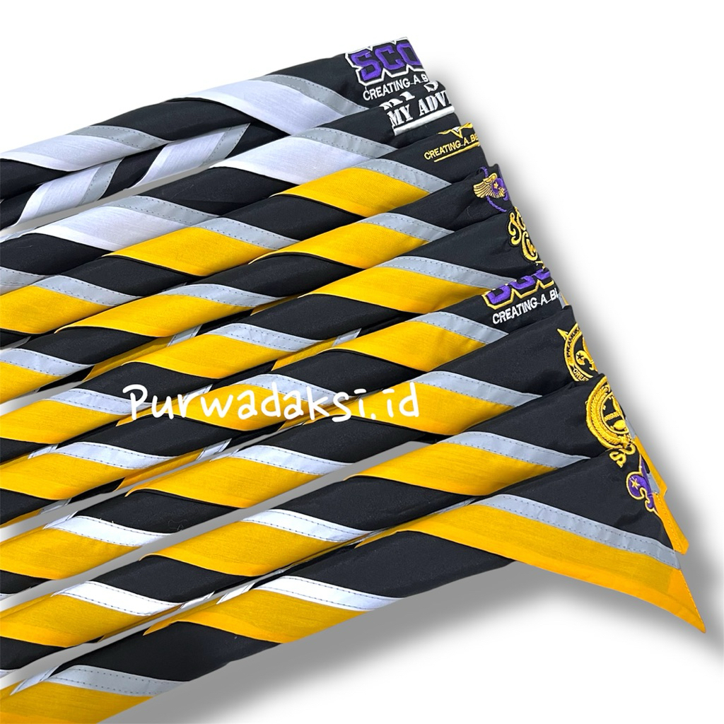 scraf Pramuka hitam logo bordir  Scraft pramuka Logo Bordir  scraf bordir wosm dan change