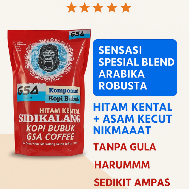 

Kopi Arabica Sidikalang Bubuk 1Kg – Strong Body, Asam Kecut Fresh Roast | Cocok Manual Brew Harian