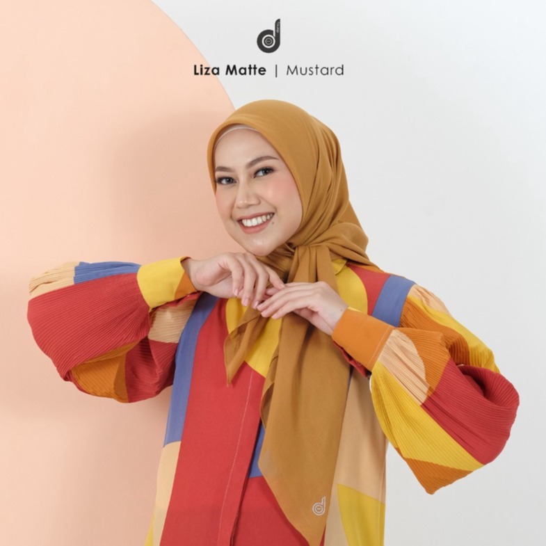 KERUDUNG DEENAY POLOS LIZA MUSTARD/KUNING KUNYIT -JAHIT TEPI MATTE BERLIAN -115X115 CM -HIJAB ASLI-J