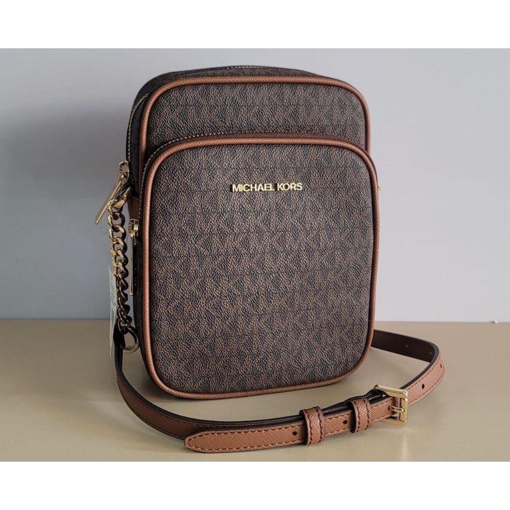 mk crossbody jet set ns chain sign brown k