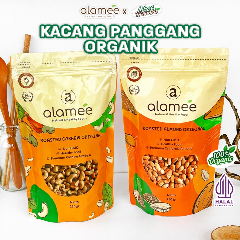 

ALAMEE Kacang Almond Almon Mede Walnut Pistachio Kupas Panggang Roasted Siap Makan LIHAT KEBUNKU