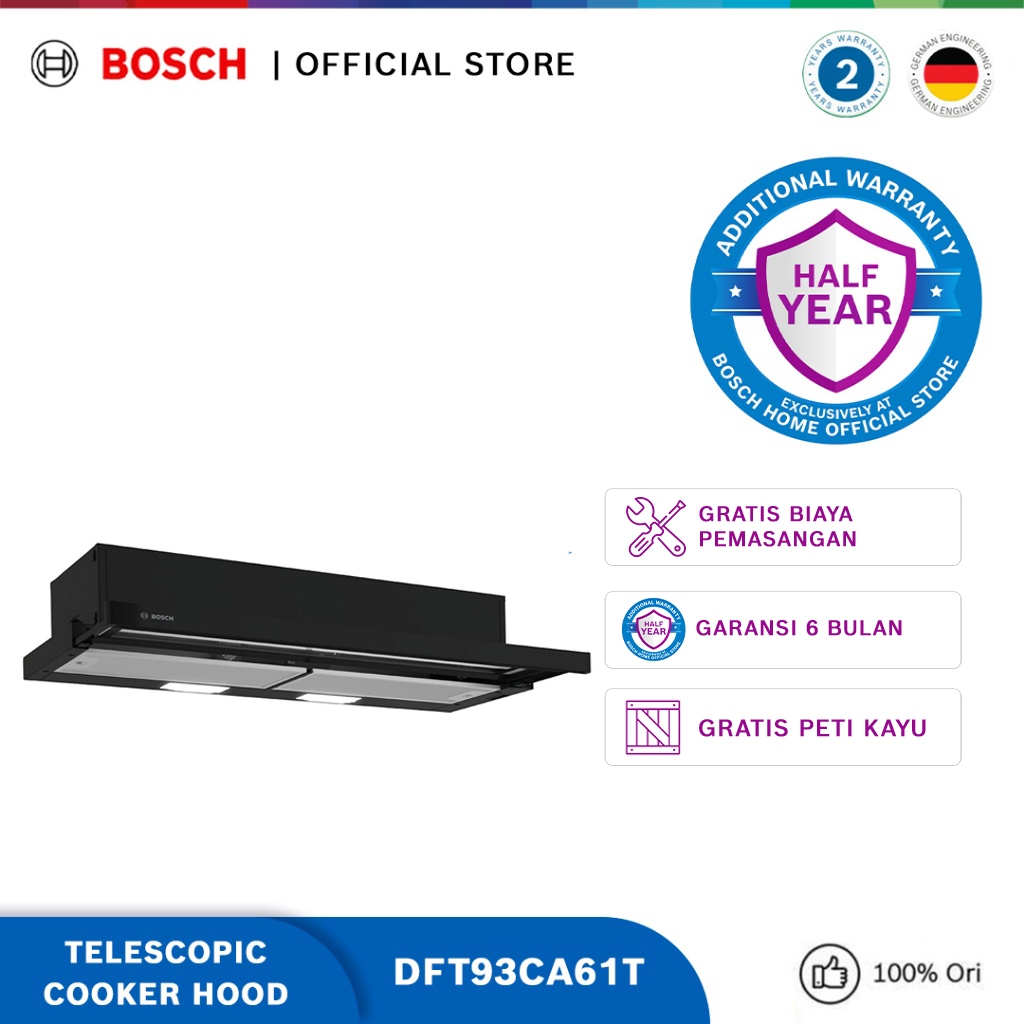 Bosch DFT93CA61T Tudung Asap Teleskopik 90cm Serie 2