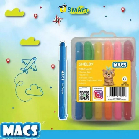 

Macs Gel Silky Crayon 6 Warna Colors Face Painting (bisa untuk kertas maupun wajah)