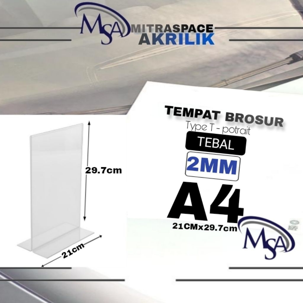 

Tempat Brosur Akrilik A4 2mm /acrylic Tent card Tent Holder/Acrylic Qris Barcode - Type T