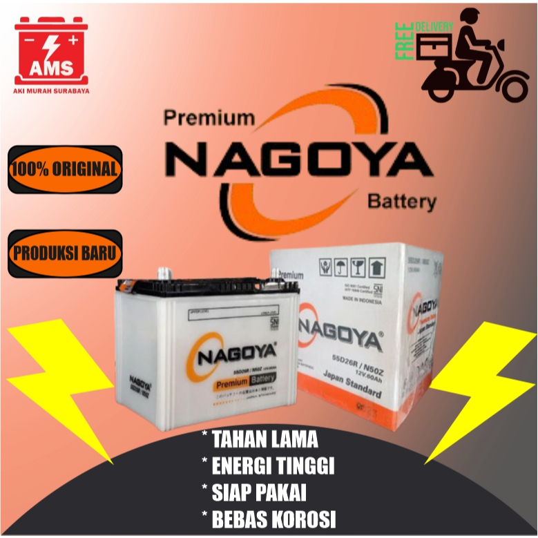 Aki Nagoya 95D31L-NX120-7L 12V 100 Ah untuk Mobil Pajero Dakar, Fortuner Trd Gratis Kirim Pasang