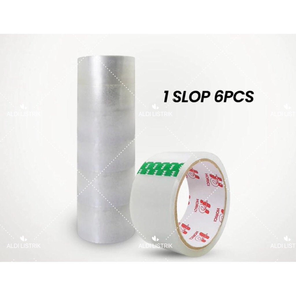

Lakban Bening 90Yard 1 slop isi 6pcs Isolasi selotip clear tape Daya Lengket kuat lakban coklat Fragile