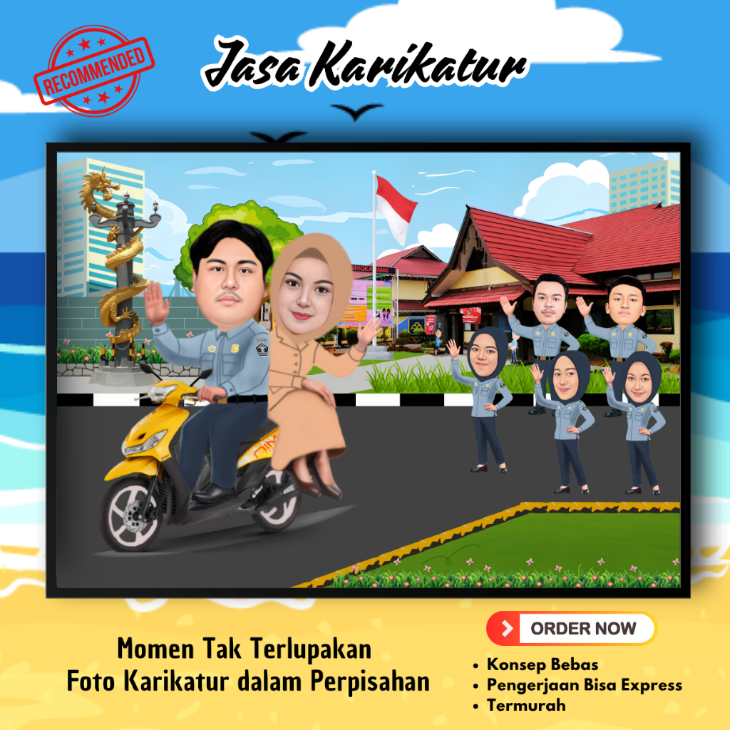 Jasa Edit Karikatur Digital ( Soft File ) | Edit Foto Karikatur Untuk Perpisahan Teman Kerja | Karik
