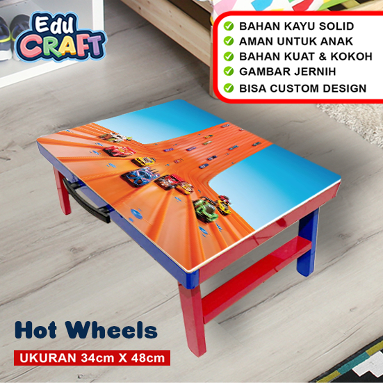 Meja Lipat Belajar Anak Hot Wheels / Meja Custom Anak / Meja Lipat Portable Serbaguna
