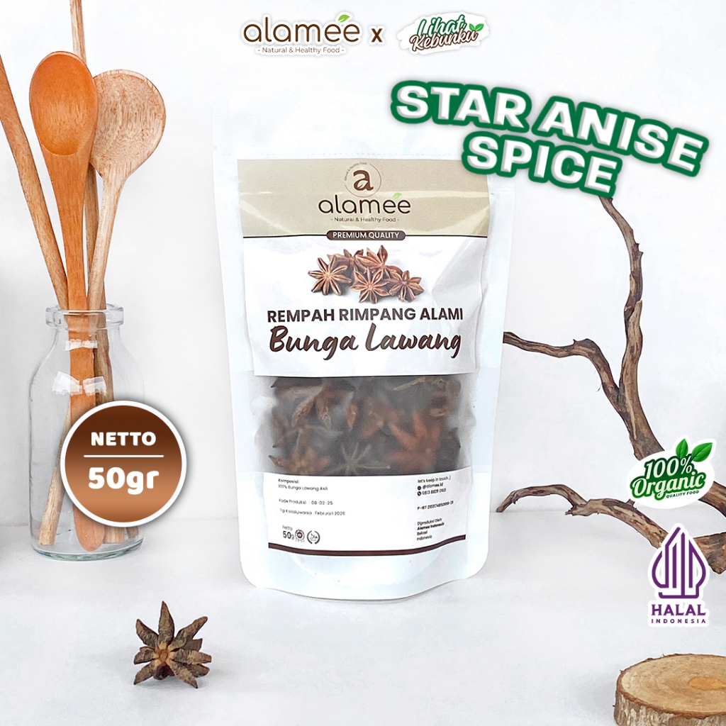 

ALAMEE Bunga Lawang Kering Pekak Star Anise Rempah Organik Alami Bumbu Seasoning Masakan Masak 50gr LIHAT KEBUNKU