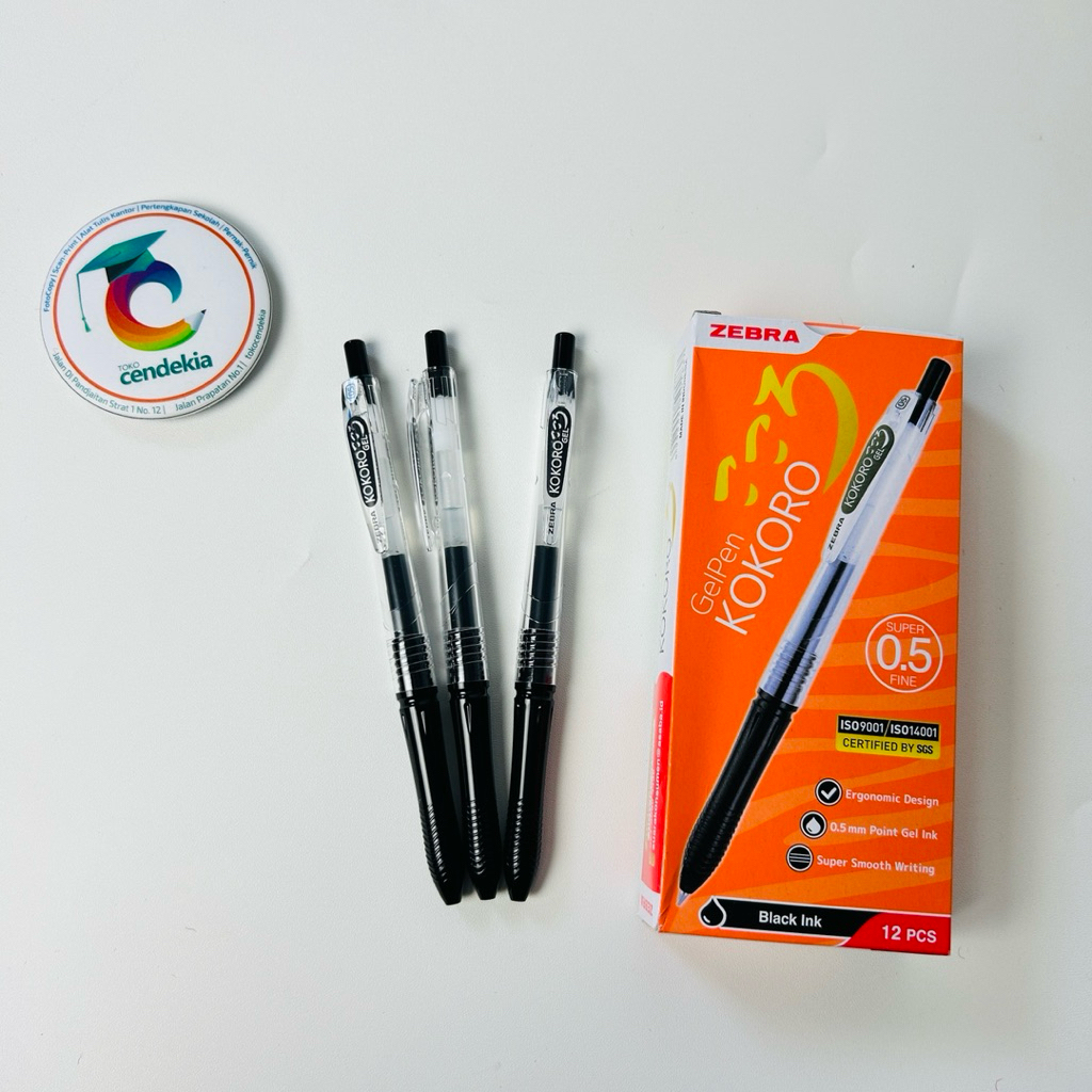 

Pulpen Gel ZEBRA Kokoro Hitam 0.5mm - 1 pcs