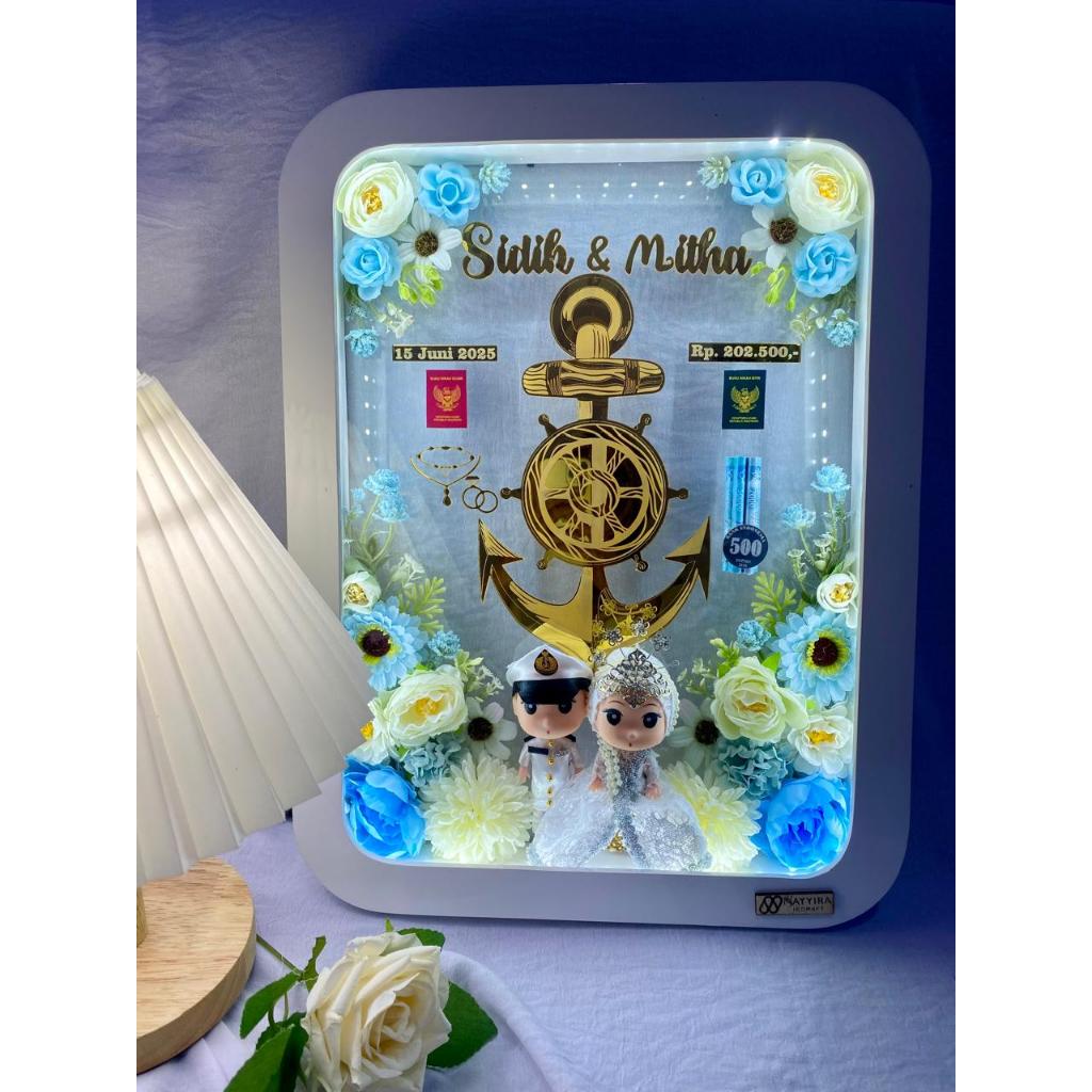 Mahar Pelaut Jangkar Kemudi Mahar Pernikahan Jangkar Pelaut 30x40 cm free boneka pengantin pelaut ak