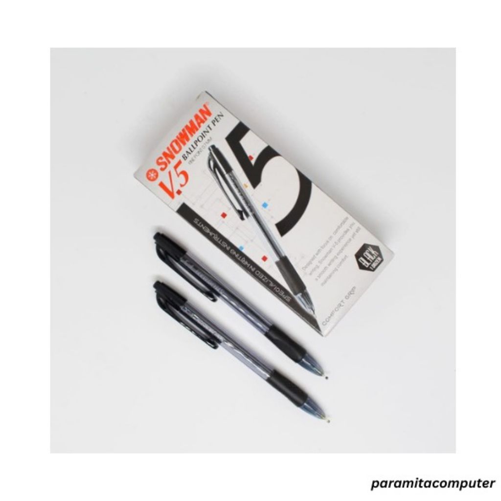 

Pulpen Snowman V5 Ballpoint Hitam Pen 0.7 mm V-5 (12 pcs)