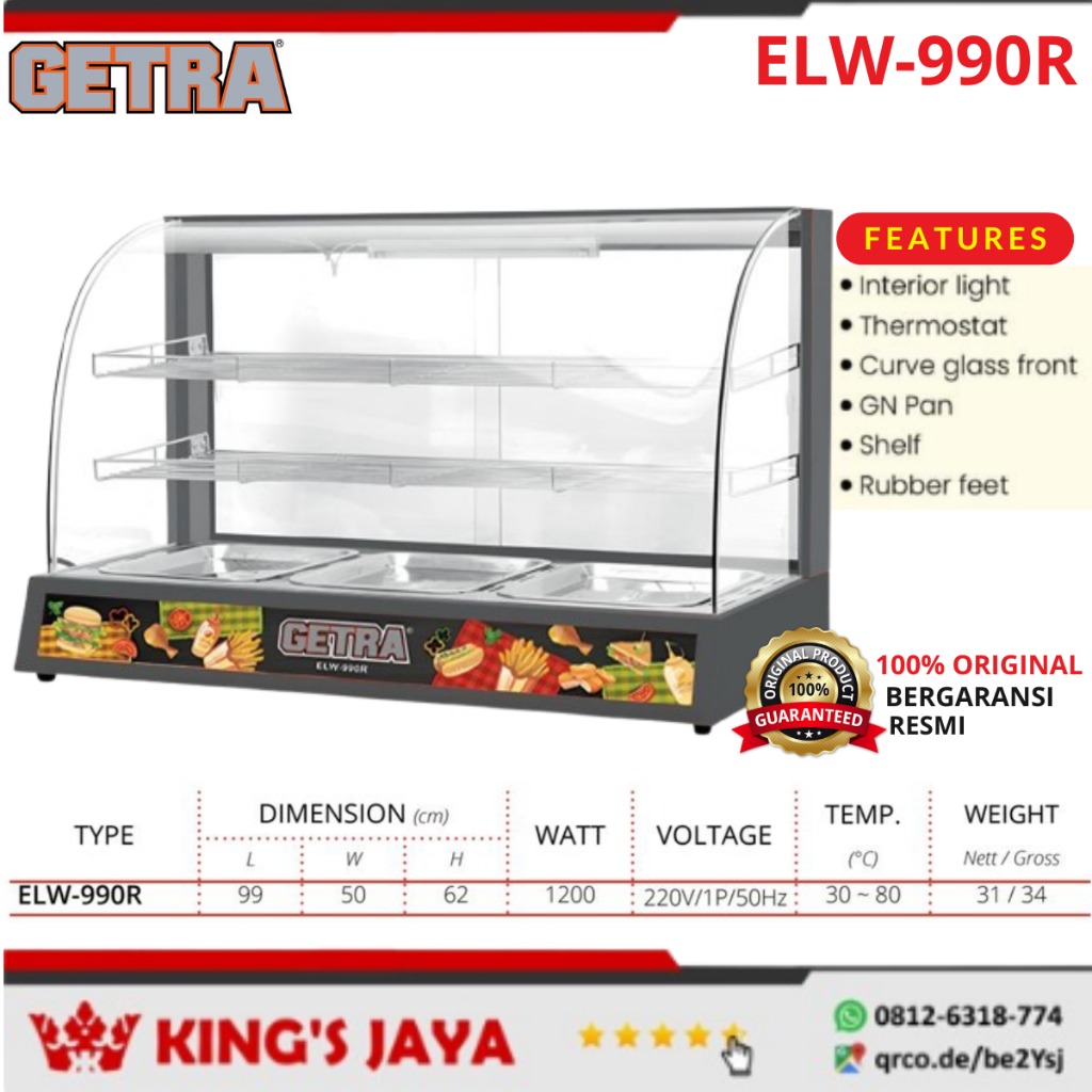 Display Warmer Showcase GETRA ELW-990R Showcase Penghangat Makanan