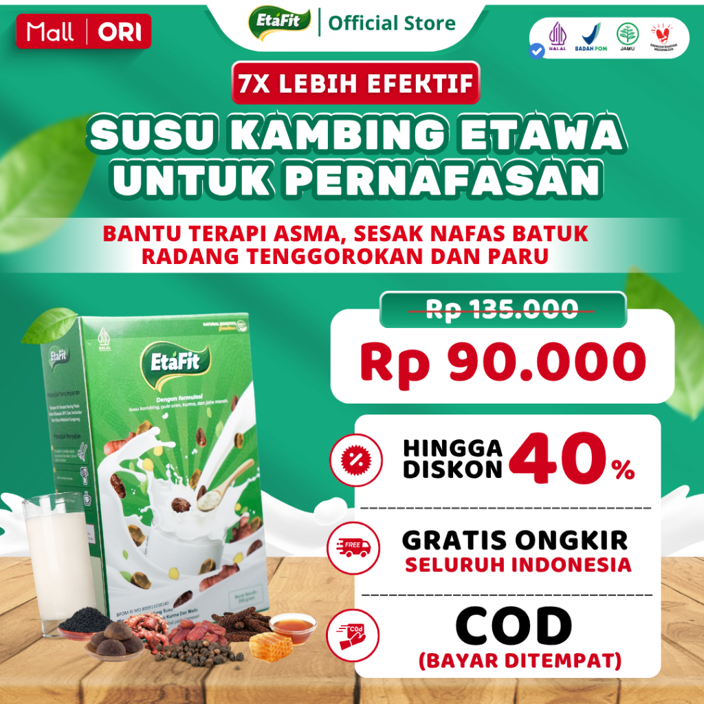 

ETAFIT - Susu Kambing Etawa Bubuk Murni 100% Original Asli - Solusi Asma Sesak Nafas dan Batuk