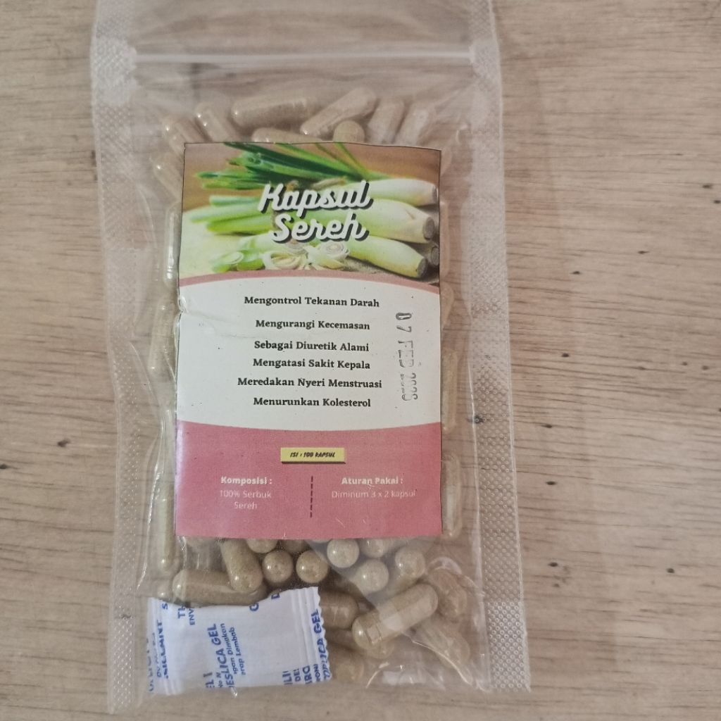 

jamu tradisional kapsul sereh isi 100 mengatasi sakit kepala , menurunkan kolesterol, mengurangi kecemasan