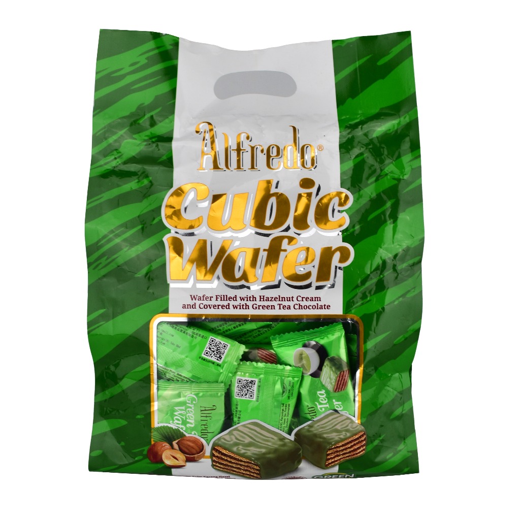 Alfredo Cubic Wafer Green Tea Milk / Salut Coklat 250 Gr