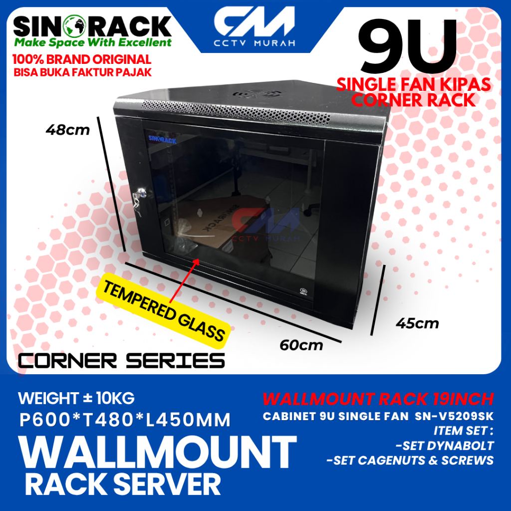 Wall Mount Rack Server Sinorack 9U , Rack Server Siku Type SN-V5209SK