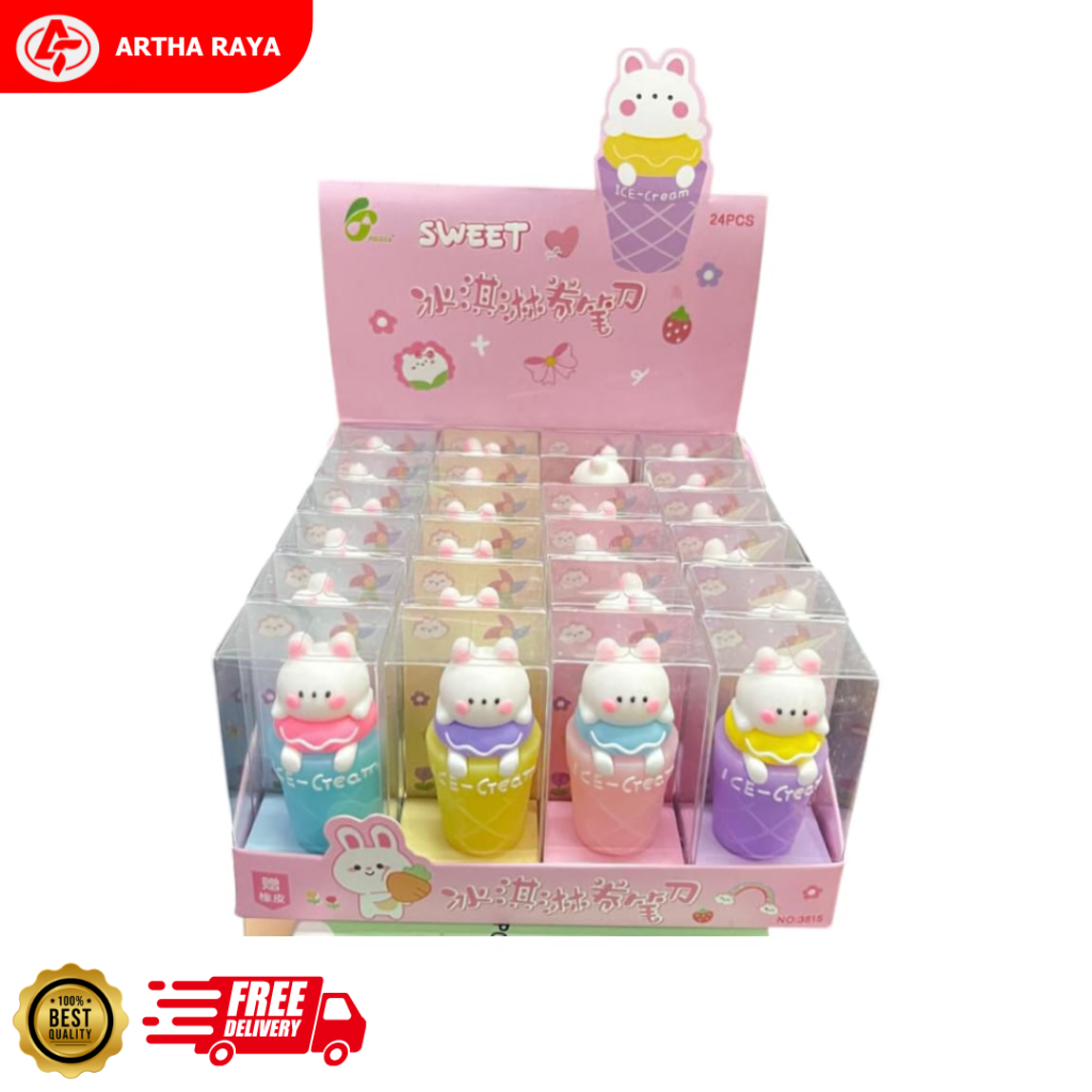 

Peruncing Pensil Karakter Lucu 3D Ice Cream Boneka Diatasnya