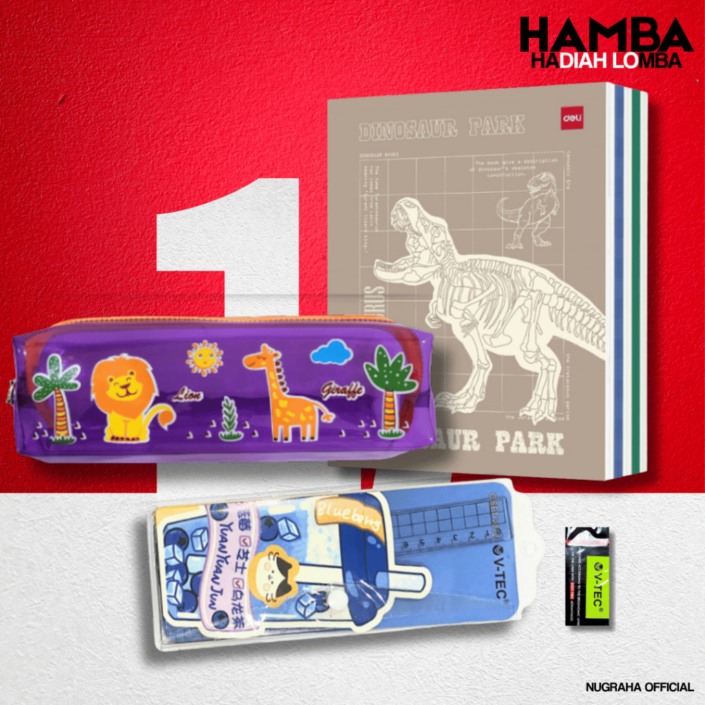 

BUNDLING HAMBA 03 KADO PAKET GIFT HADIAH LOMBA 17 AGUSTUS MURAH PENGHAPUS BUKU TULIS TEMPAT PENSIL PENGGARIS SET BUSUR