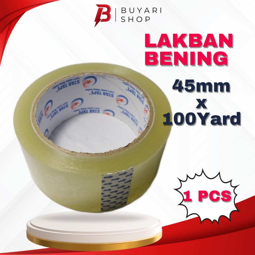 

Lakban Bening 45mm x 100 Yard - 90 Meter I Solasi Bening I Isolasi Bening I Selotip I hargta 1 buah HP Tape
