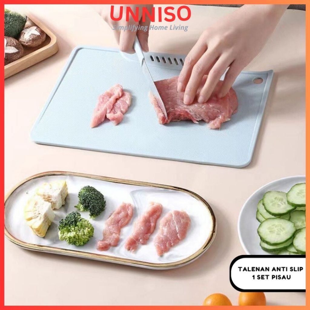 UNNISO - Talenan Anti Slip 1 Set Pisau Buah