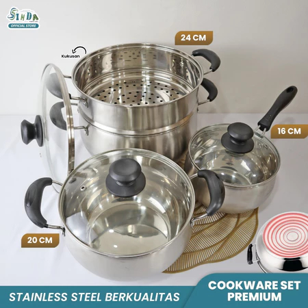 Sinda Panci Set Full Stainless Steel 4 Set Cookware Set High Quality Anti Lengket original