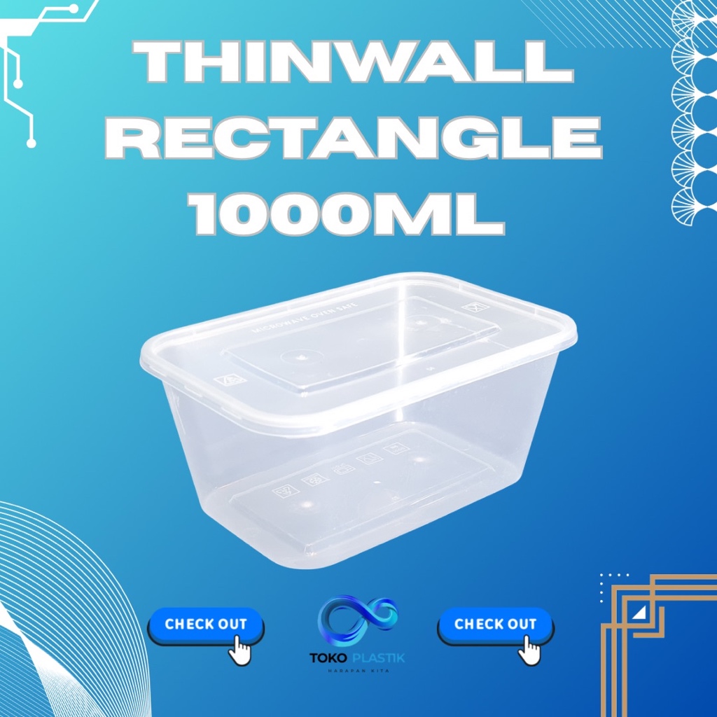 Thinwall RECTANGLE 1000ml/Kotak Makanan/Kotak Penyimpanan/Packaging Makanan
