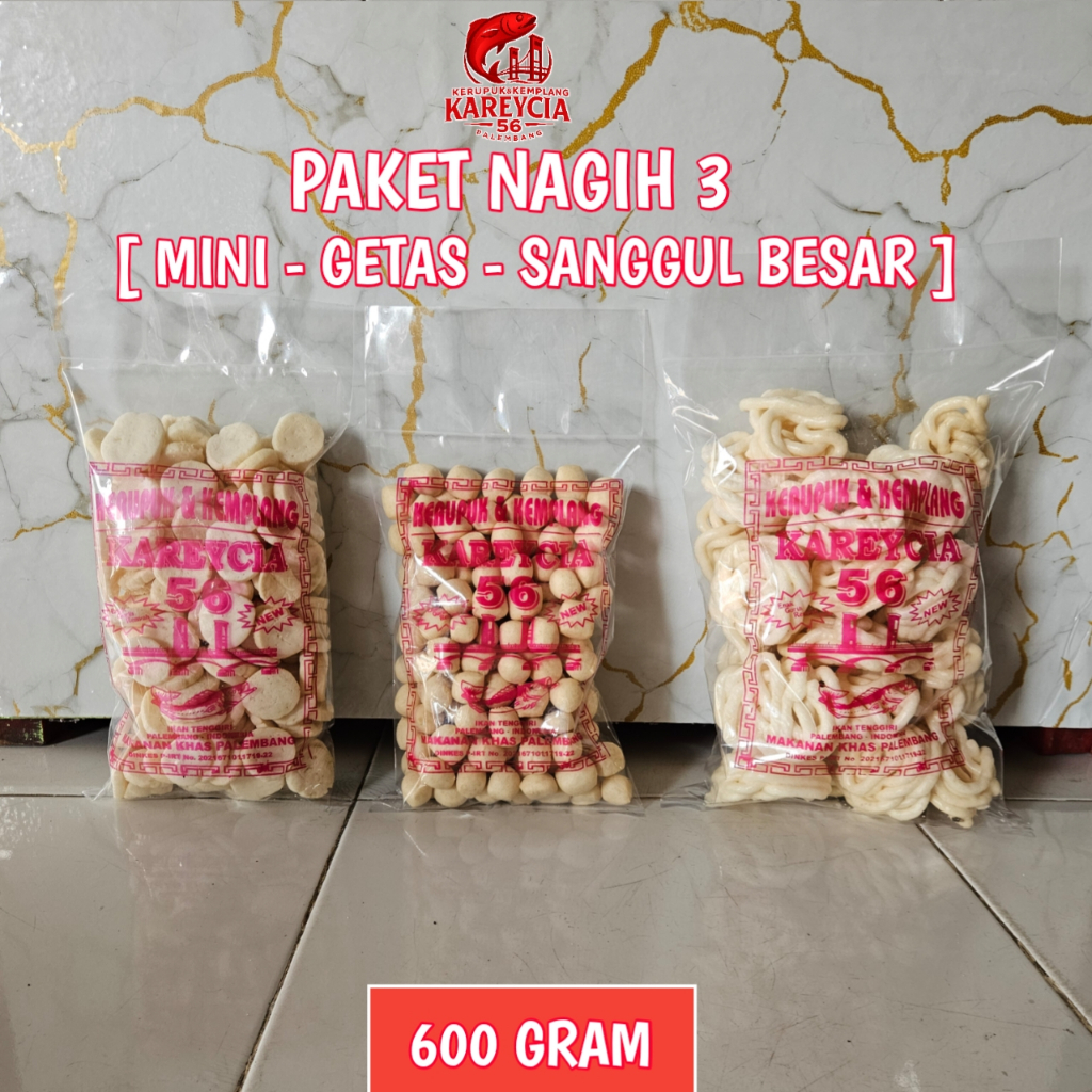 

Kerupuk Kemplang Ikan Tenggiri Paket Nagih 3 , 3 Bungkus – Hemat & Fresh – Khas Palembang - 600 Gram