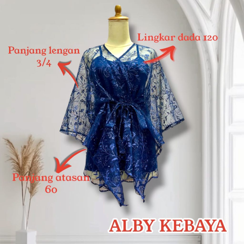 Atasan kebaya tile modern outer bridesmaid tile pita brukat mix renda kekinian