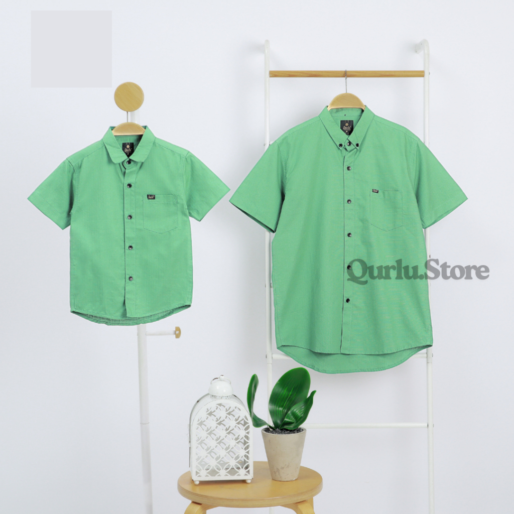 Qurlu - Kemeja KERAH FORMAL SAGE GREEN / HIJAU MUDA dewasa/anak
