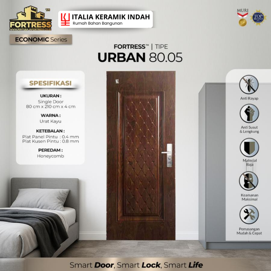 Pintu baja motif kayu Fortress urban 80.05
