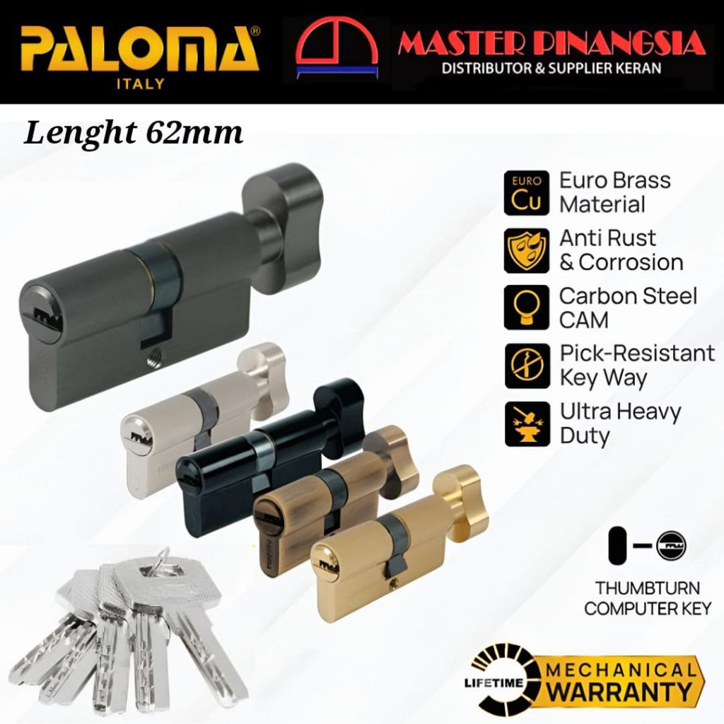 PALOMA Cylinder Knob Kunci DELUXE KC-CK 62MM Silinder Anak -Computer Key CLP 613 614 615 616 617