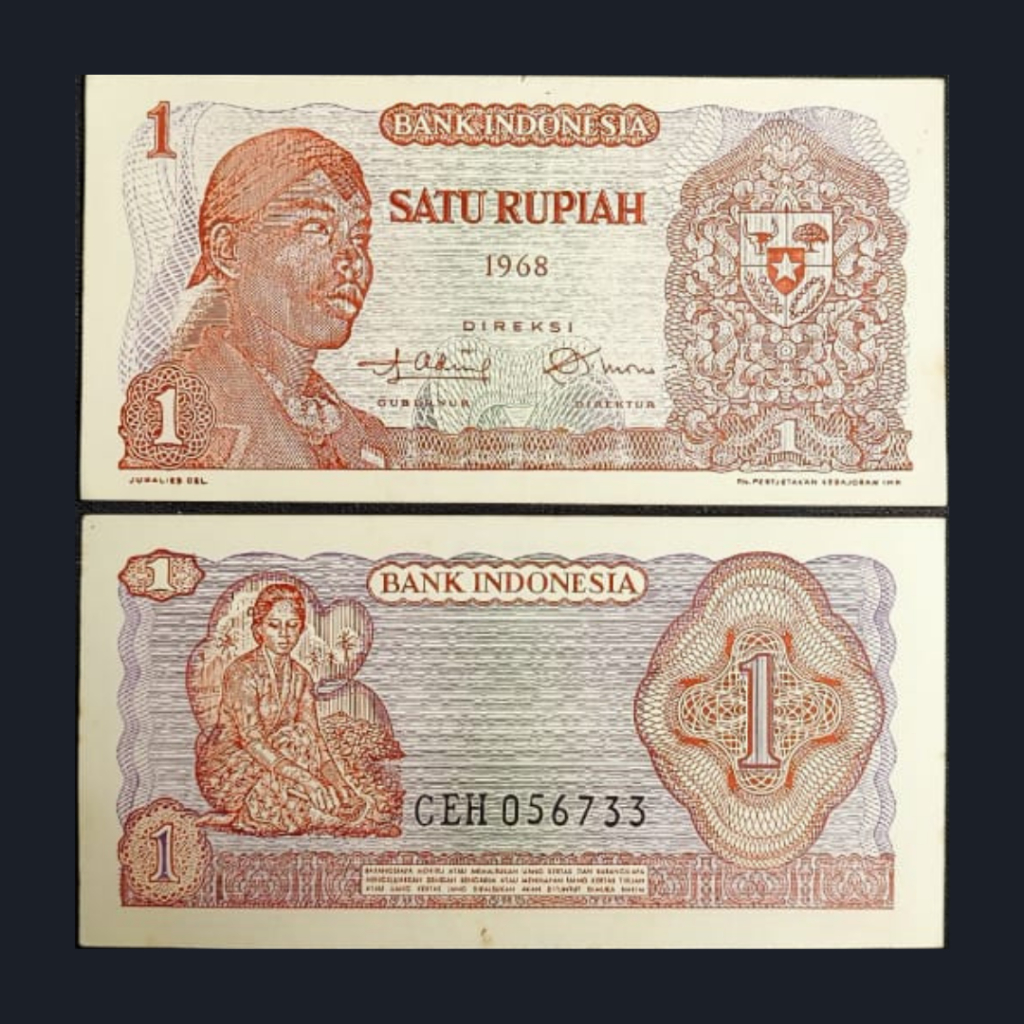 Uang Kuno Indonesia 1 Rupiah Soedirman Tahun 1968 | UNC | Gress