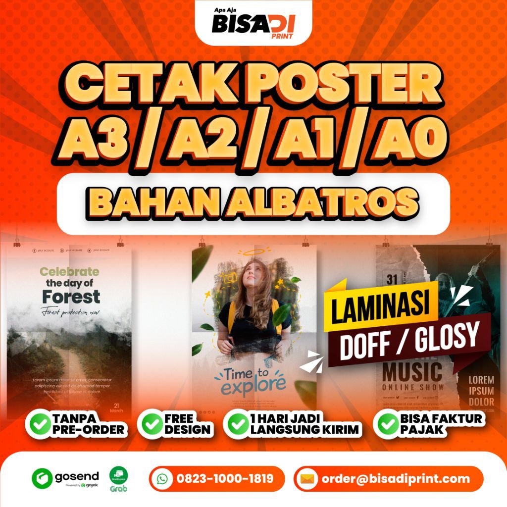

PROMO Cetak Poster A2, A1, A0 Bahan Albatros - Laminasi