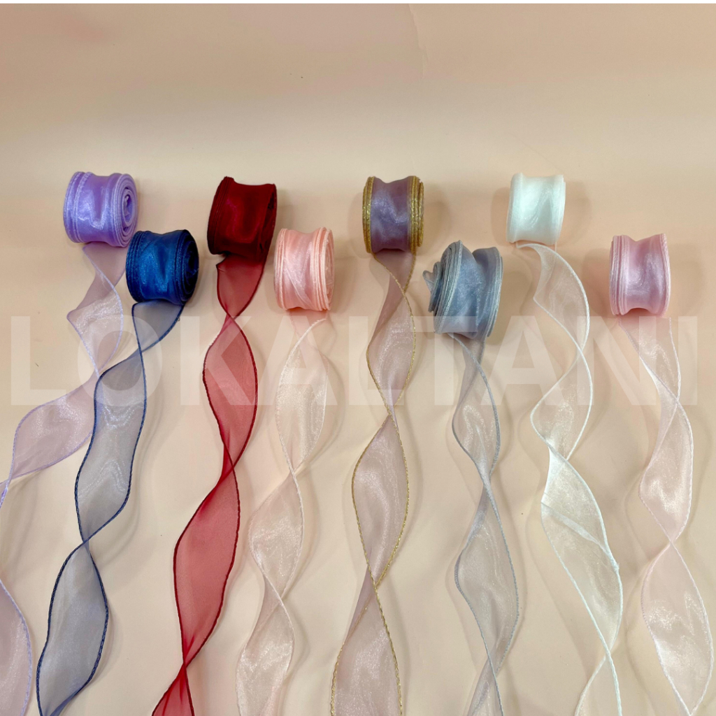 

Pita Ribbon Organza / Pita Fishtail Wave Gelombang / Pita Kado / Pita Buket Korea
