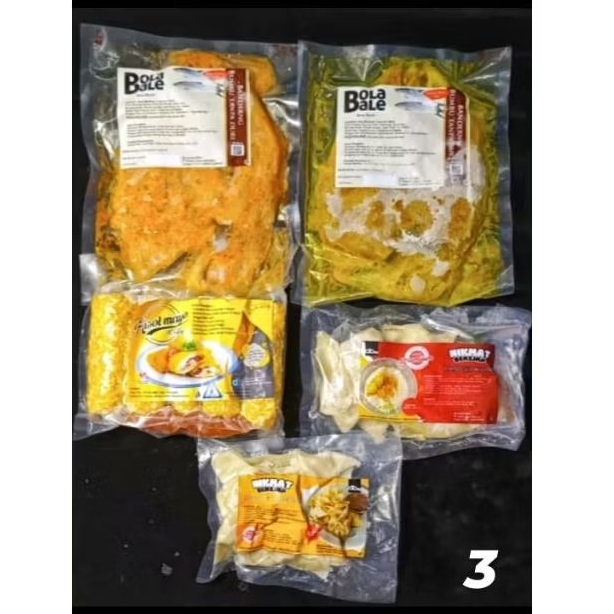 

Paket Hemat Dbaloy No.3 | bandemg tanpa duri bumbu 2,risol mayo 1,pangit goreng1,pangsit kuah 1