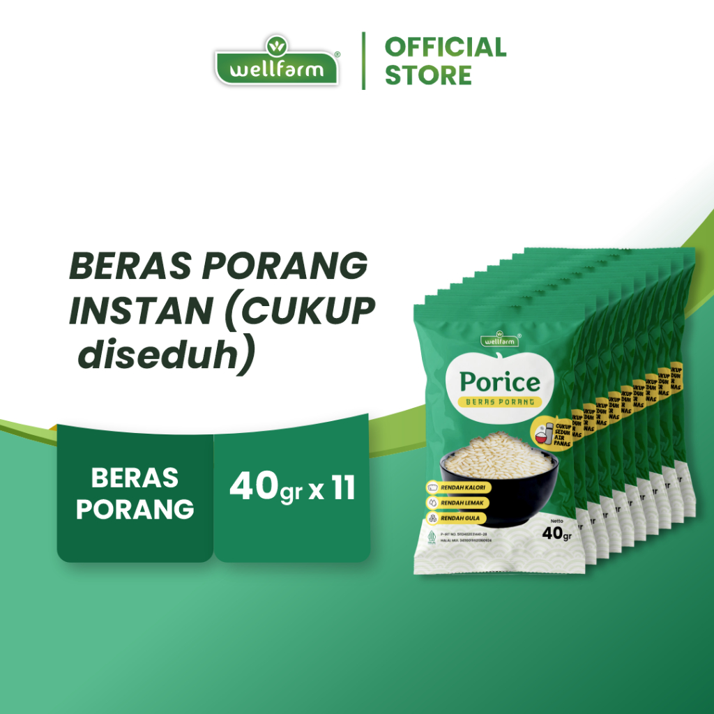 

Porice Beras Porang Instan Sachet, Paket Spesial Bundle 11 Pcs / Low Gi, Low Carbo, Low Calory