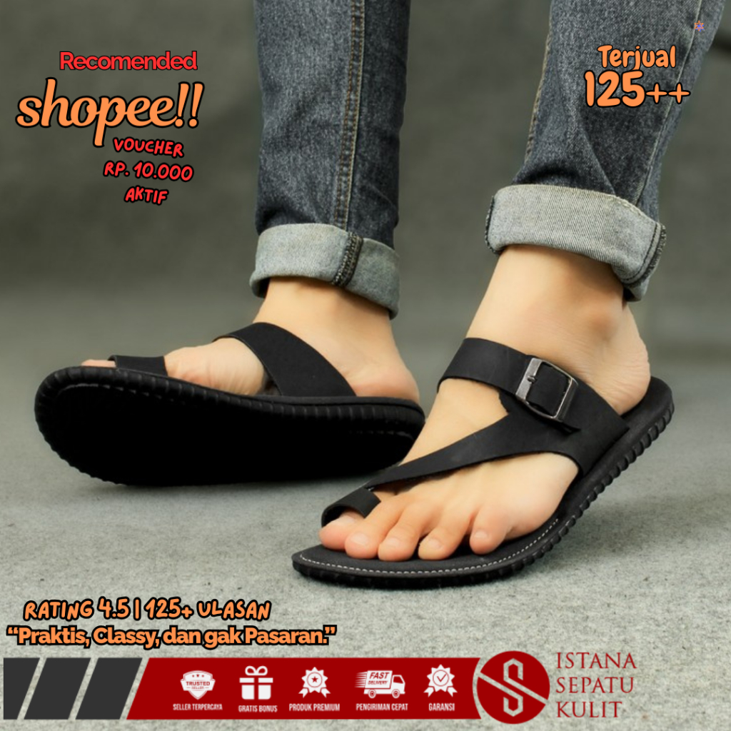 Sendal Jepit Indoor Outdoor Anti Selip Pria Rumahan Casual Pria Kulit Asli Sandal Distro