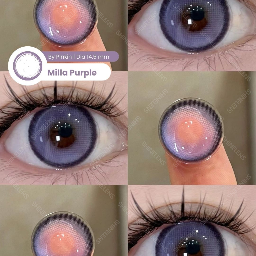 SHINELENS My Milla By Pinkin Softlens Purple Ungu Violet Normal -0.00 Minus -10.00 1 Pasang Lensa Ko