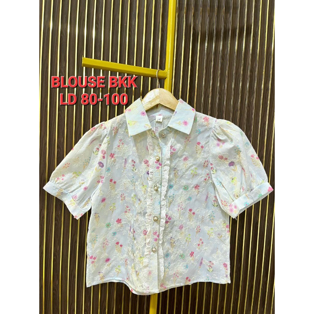 Blouse BKK Lengan Pendek Motif Bunga