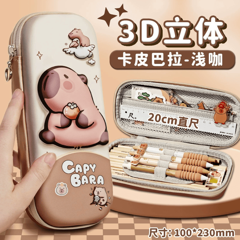 

Capybara Tempat alat tulis kotak pensil aesthetic Tas PenaTempat Pencil Tas Pensil kapasitas besar