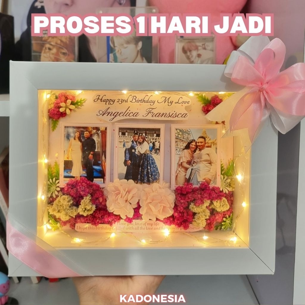 Bingkai Custom Kado Ultah / Frame Foto 3D / Kado Ulang Tahun Light Frame 3D