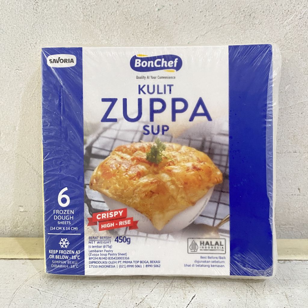 

Bonchef kulit zuppa sup kemasan 450 gram isi 6 lembar x 75gr | Bonchef kulit zuppa | kulit zuppa sup | pastry bonchef